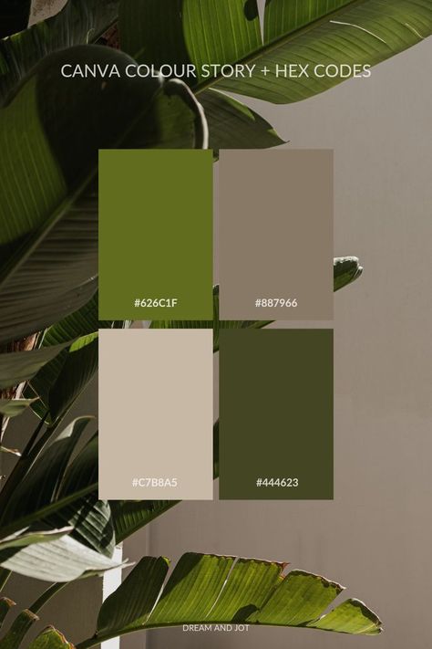 Modern Green Interior, Green Scheme Colour Palettes, Herb Color Palette, Fern Color Palette, Pea Green Color Scheme, Green Gold Colour Palette, Color Pallets With Green, Green Nature Color Palette, Canva Color Palette Codes Green