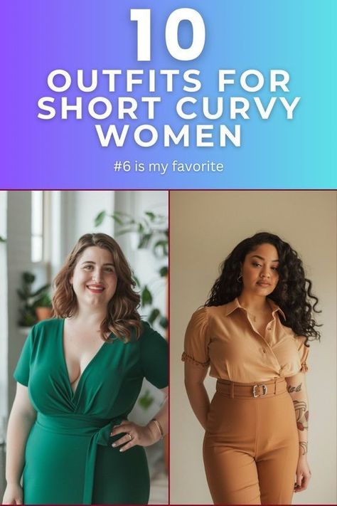 Outfit Ideas For Chubby Ladies, Short Curvy Women Outfits, Short People Outfits, Short And Curvy Outfits, Outfits For Short Women Curvy, Petite Curvy Outfits, Style For Short Women, Outfits For Short Women, Easy Curly Hair