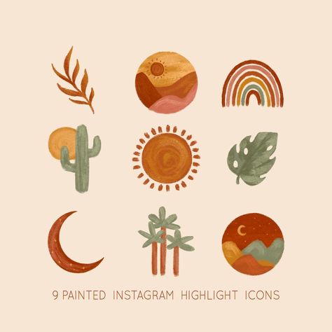 98-character title: Instagram Highlight Titles: Boho, Summer, Social Media, Story Covers,👁‍🗨#Boho_Highlight_Covers #Story_Covers_Instagram #Icons_Social_Media #Boho_Icons Summer Social Media, Story Covers Instagram, Boho Icons, Blog Branding Kit, Pastel Highlights, Desert Boho, Instagram Story Highlight Covers, Rainbow Clipart, Instagram Story Highlight