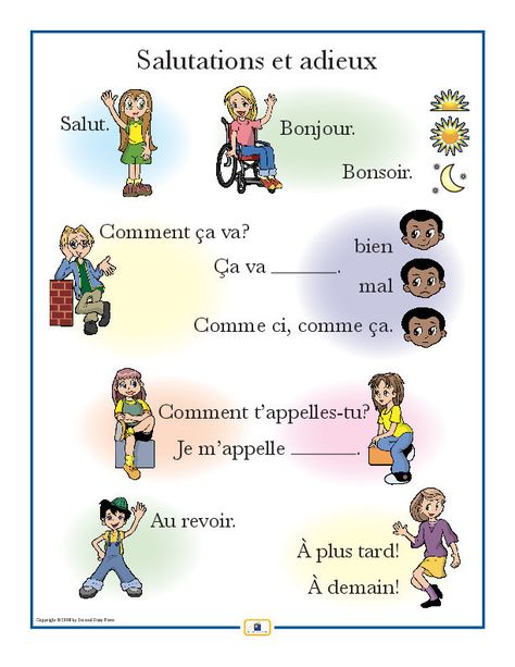 French Set of 4 Posters with Everyday Phrases - Salutations et adieux French Greetings, Useful Spanish Phrases, Useful French Phrases, Italian Greetings, Sign Language Phrases, Spanish Lessons For Kids, Greeting Poster, Italian Vocabulary, French Worksheets