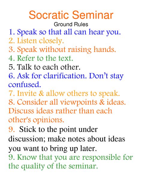 socratic seminar | Socratic Seminar Ground Rules Socratic Seminar Anchor Chart, Socratic Seminar High School, Socratic Method, Socratic Seminar, Gifted Children, Teaching High School English, Ap English, Classroom Discussion, High School Ela