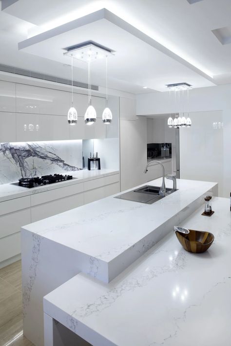 Modern Kitchen Design and Renovation Kitchen Design Small Space, Desain Pantry, White Interior Design, Kitchen Ceiling, White Kitchen Design, Luxury Kitchen Design, Kitchen Room Design, False Ceiling Design, Luxury Kitchens