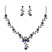 Wedding Jewellry, Flower Crystal, Sapphire Wedding, Crystal Dangle Earrings, Earrings Pendant, Leaf Jewelry, Jewellery Set, Timeless Accessories, Crystal Necklace Pendant