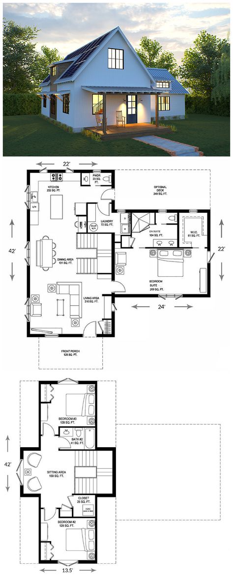 Small Dream Homes, Architecture Renovation, Small Floor Plans, Sims 4 House Plans, Sims 4 House Design, Casas The Sims 4, Villa Plan, Tiny House Floor Plans, Sims House Plans