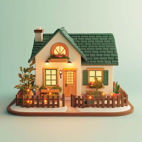 Blender House Design, Blender 3d House, Blender House, Papercraft House, Diorama House, Stylized House, Diy Fairy Door, 3d Miniature, Crazy Houses