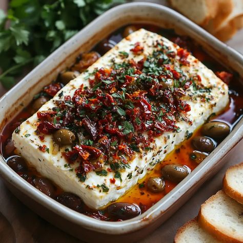 Mediterranean Baked Feta – CIIFOOD Mediterranean Buffet Ideas, Baked Feta Appetizer, Dip Appetizer Recipes, Mediterranean Buffet, Baked Feta Dip, Feta Appetizer, Feta Bake, Baked Feta, Feta Dip