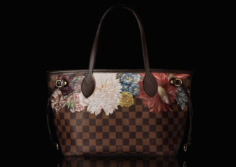 Hand Painted by Erzen | It's Droolworthy Hand Painted Louis Vuitton, Hand Painted Louis Vuitton Bags, Painted Louis Vuitton, Bags Illustration, Bag Painting, Bag Illustration, Handpainted Bags, Upcycled Bag, Painted Bags