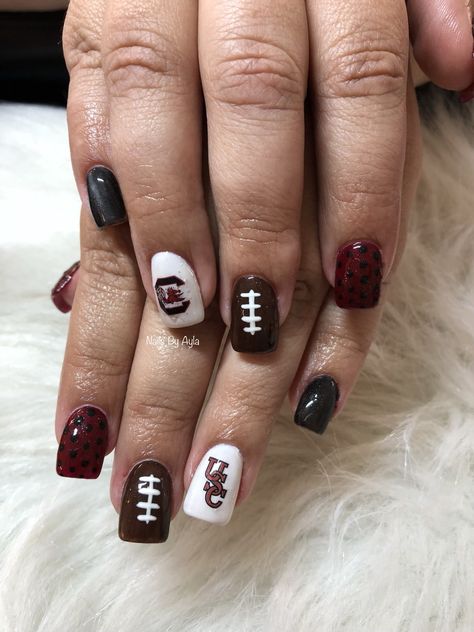 Carolina Gamecocks Nails, Gamecock Nails Designs, Gamecock Nails, Gamecocks Football, Football Nails, Usc Gamecocks, Fancy Nancy, Nails Toes, Beauty Hair