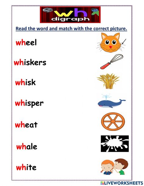 Digraph- beginning wh words worksheet Digraph Wh Worksheet, Wh Words Worksheet Grade 1, Wh Sound Worksheet, Wh Sound Words, Wh Words Worksheet, Consonant Diagraph, Wh Digraph Worksheets, Wh Worksheets, Wh Words