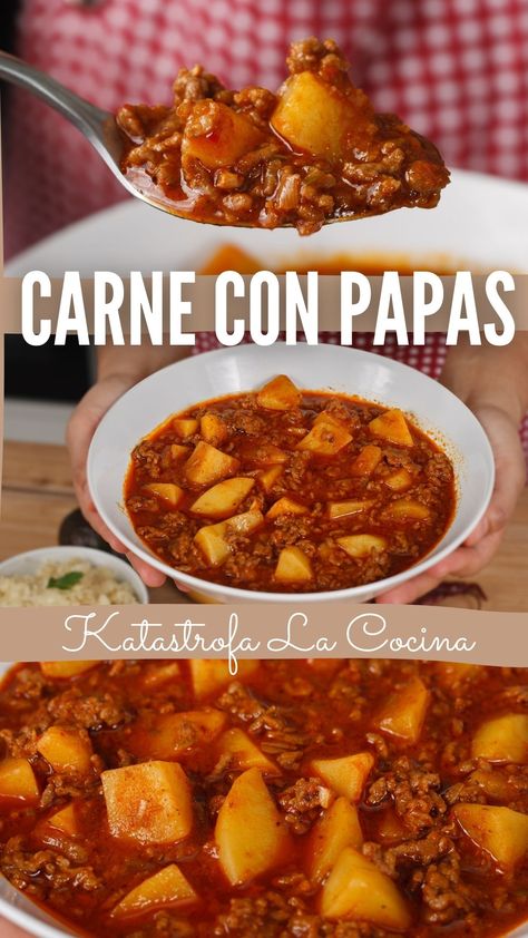 Como hacer Carne molida con papas Carne Molida Recipe, Mexican Food Dishes, Beef Recipes Easy, Mexican Food Recipes Authentic, Healthy Dishes, Easy Food To Make, Nutrition Recipes, Diy Food Recipes, Yummy Dinners