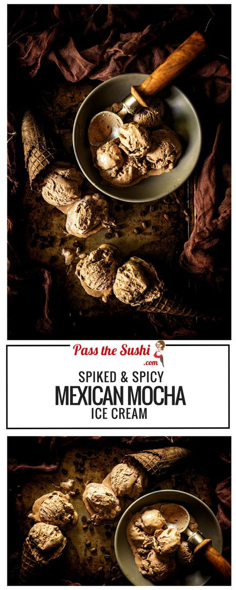 Spiked & Spicy Mexican Mocha Ice Cream - A smooth mocha ice cream with spike… Mocha Ice Cream Recipe, Mocha Ice Cream, Mexican Mocha, Coffee Ice Cream Recipe, Frozen Treats Recipes, Ice Cream Photography, Summer Eats, Frozen Dessert Recipe, Ice Cream Pops