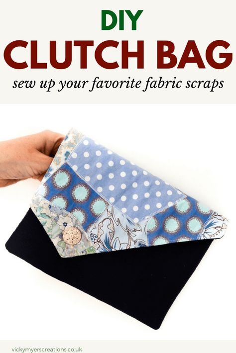 Learn how to make a clutch bag using your fabric scraps, this free tutorial walks you through every step of sewing the DIY fold over clutch #freebagpattern Repurposed Shirts, Diy Clutch Bag, Clutch Sewing, Clutch Tutorial, Bag Tutorials, Diy Clutch, Lashes Mascara, Pouch Tutorial, Sew Ins