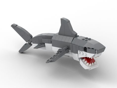 Lego Shark Instructions, Shark Lego, Shark Things, Easy Lego Creations, Shark Tale, Lego Challenge, Lego Diy, Lego Animals, 5th Birthday Party Ideas