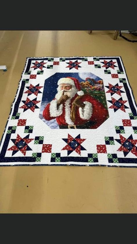 Santa Panel Quilt Ideas, Christmas Panel Quilts Ideas Layout, Quilts Made With Panels, Halloween Quilt Panels, Lotus Quilt, Christmas Panels, Quilts Christmas, Sewn Christmas Ornaments, Colchas Quilting