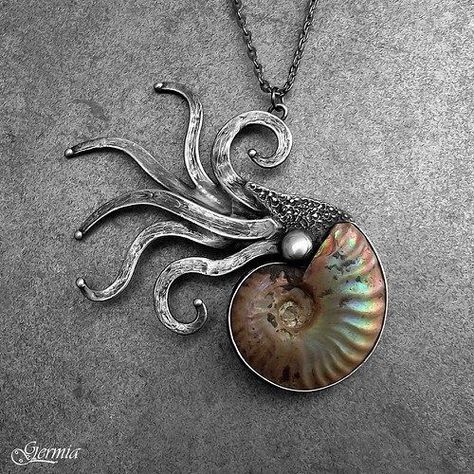 . Inlay Jewelry Tutorial, Ammonite Jewelry, Bijoux Art Nouveau, Silhouette Christmas, Fossil Jewelry, Soldering Jewelry, Metal Clay Jewelry, A Necklace, Metal Clay