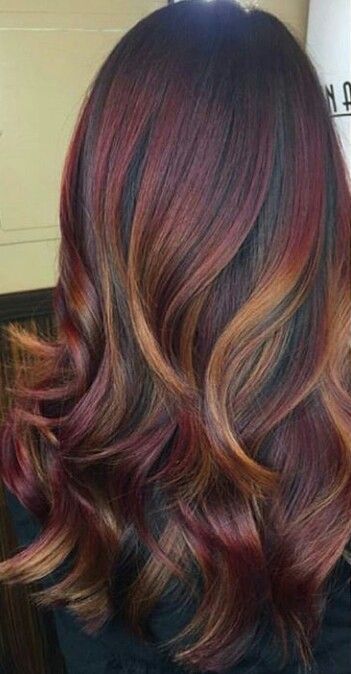 Balayage Burgundy, Balayage Ash Brown, Hair Color Blonde Balayage, Balayage Purple, Balayage Auburn, Balayage On Black Hair, Platinum Balayage, Black Hair Ideas, Deep Auburn Hair