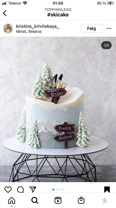 Skiing Cakes Birthdays, Snowboard Cake Birthdays, Mountain Themed Cake, Ski Slope Cake, Ski Themed Cake, Ski Cake Ideas, Snowboard Cake, Apres Party, Ski Cake