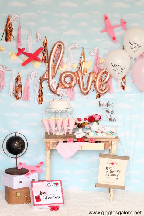 Love is a great adventure and starting a new life together is an unforgettable journey.  February is the season for love and romance and the perfect time to shower your favorite bride-to-be with a Love is in the Air Airplane Themed Bridal Shower! #fun365 #partyideas #bridalshower #valentinesday #parties Bridal Shower Gifts For Games, Gifts For Games, Themed Bridal Shower, Valentine's Day Party, Bridal Shower Party, Valentine Day Crafts, Bridal Shower Theme, Day Party, Love Is In The Air