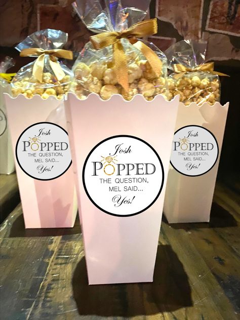 Click on photo for link to purchase! You will receive personalized, printable files. Print your own labels! #EngagementParty #EngagementPartyFavors #PopcornPartyFavors #EngagementPartyIdeas #EngagementFavorTag #EngagementFavorBag #PoppedTheQuestion #Popcorn #CaramelPopcorn #Caramel #Proposal #SheSaidYes #HivePrintables I Do Party Ideas, Engagement Party Goodie Bags, At Home Engagement Party, She Said Yes Party, Barbie Bridal Shower, She Said Yes Engagement Party, Small Engagement Party, Popcorn Party Favors, Popcorn Labels