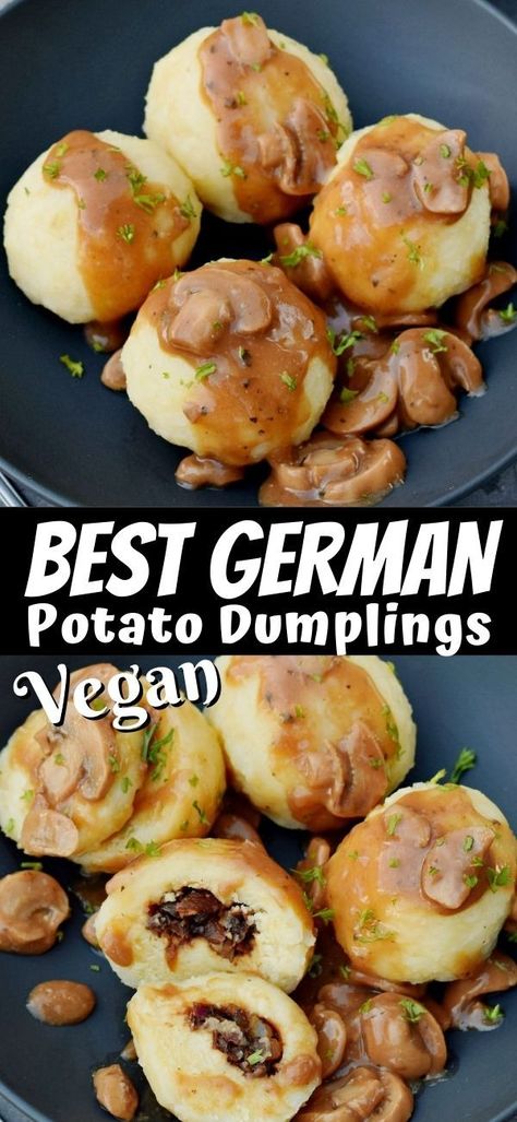 Potato Dumplings Recipe, German Potato Dumplings, Potato Dumpling Recipe, Vegan Feast, Vegan Dumplings, German Potato, 4 Ingredient Recipes, German Potatoes, Soy Free Vegan