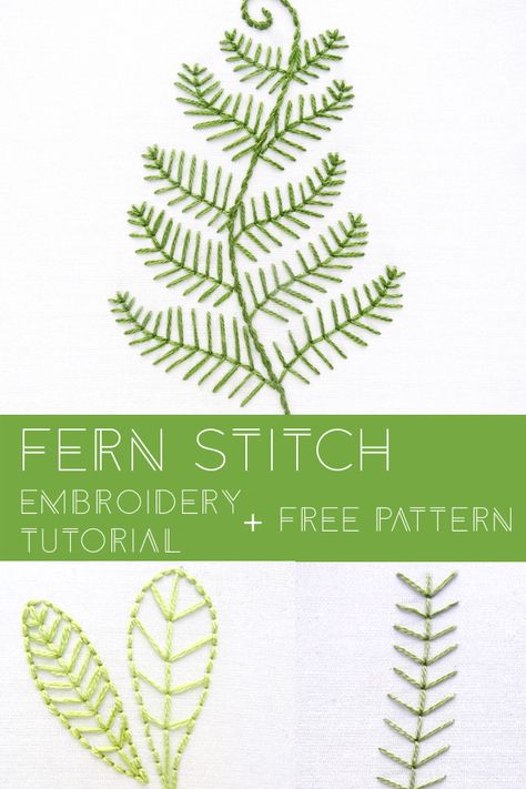 Fern Stitch, Creeper Minecraft, Embroidery Leaf, Crewel Embroidery Kits, Embroidery Stitches Tutorial, Embroidery Stitch, Embroidery Tutorial, Embroidery Patterns Free, Simple Embroidery