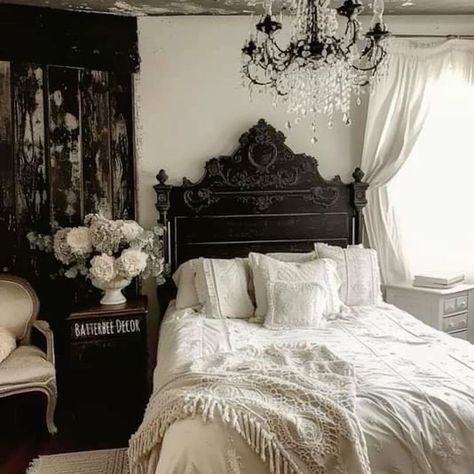 Light Gothic Bedroom, Feminine Bedroom Ideas, Victorian Gothic Home Decor, Dark Feminine Bedroom, Gothic Bed, Morgantown West Virginia, Victorian Room, Gothic Decor Bedroom, Gothic Room