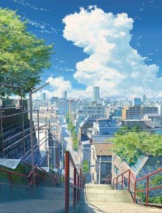 Kimi no na wa  Kimi no na wa Anime Places, Anime City, Japon Illustration, Anime Backgrounds Wallpapers, Anime Scenery Wallpaper, Art Anime, City Art, Fantasy Landscape, Scenery Wallpaper