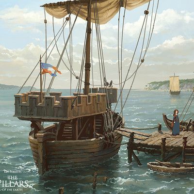 ArtStation - Manuel Vormwald Harbor City Fantasy Art, Fantasy Harbor, Gate Inspiration, Aztec Architecture, Color Practice, Harbor City, Medieval Paintings, Harbor Town, Pirates Cove