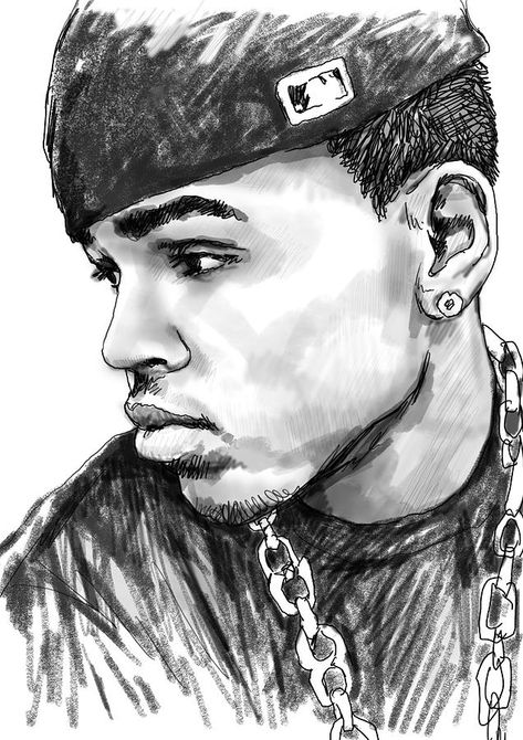 Chris Brown Drawing, Brown Sketch, Brown Drawing, Chris Brown Art, Chris Brown Official, Chris Brown, Really Funny Pictures, Art Drawings Sketches, Portrait Drawing