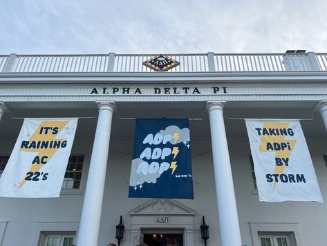 Thunderstorm Bid Day Theme, Weather Bid Day Theme, 2023 Bid Day Themes, Storm Bid Day Theme, Storm Bid Day, Delta Gamma Crafts, Rush Chair, Sorority Themes, Recruitment Themes