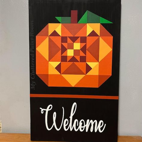 Fall Barn Quilts Patterns, Halloween Barn Quilt, Pumpkin Barn Quilt Pattern, Pumpkin Barn Quilt, Bee Barn Quilt Patterns, Pumpkin Quilt Pattern Wall Hangings, Big Block Quilt Barn Patterns Free Fabric, Fall Quilt Patterns, Quilt Pattern