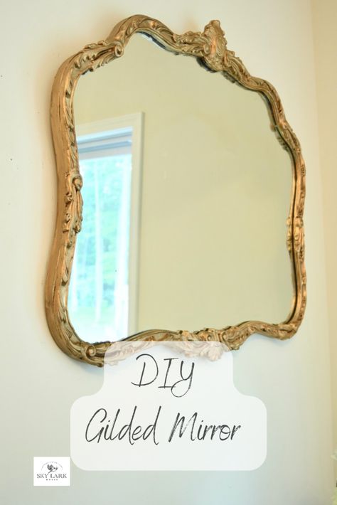 Using liquid leaf gold paint can given an old mirror new life. Learn how to DIY a gilded mirror using simple supplies. Diy Gilded Mirror, Kitchen Reno On A Budget, Diy Dining Room Decor, Reno On A Budget, Rub And Buff, Kitchen Decor Diy, Cheap Diy Projects, Vintage Gold Mirror, Painting Mirror