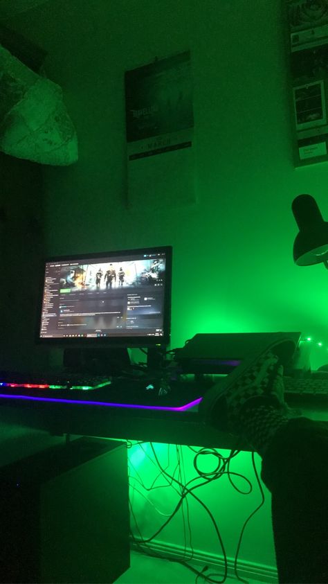 #green #greenaesthetic #greenlight #ledlights #gamer #gamerroom #setup Gamer Aesthetic Green, Gamer Guys Aesthetic, Gamer Guy Aesthetic, Gamer Boyfriend Aesthetic, Gamer Aesthetic Boy, Green Gamer Aesthetic, Dark Gamer Aesthetic, Pc Gaming Setup Aesthetic Green, Gamer Boy Aesthetic