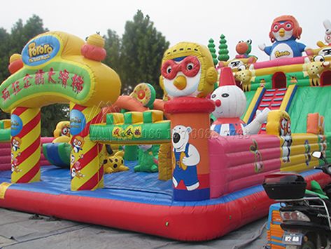 Cheap Inflatable Bouncy Castle from Jinshan! Inflatable Playground, Kids Bouncy Castle, House With Slide, Family Fun Center, Inflatable Castle, Bounce House With Slide, Jumping Castle, Mickey Theme, House Slide