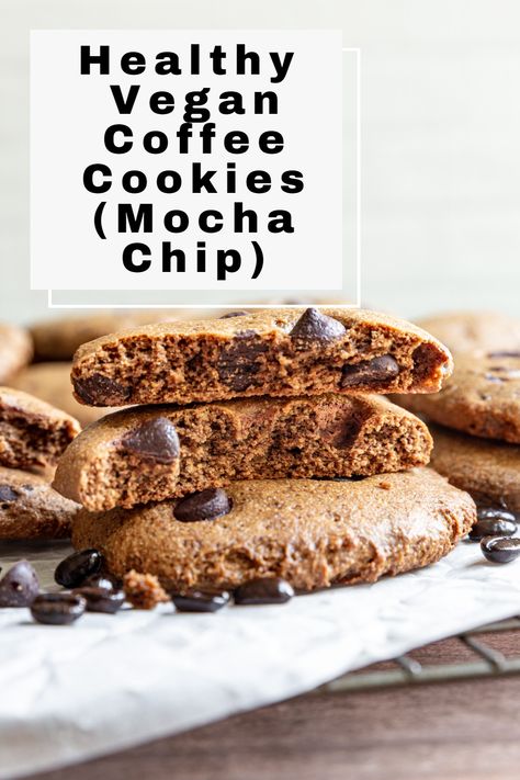 These Healthy Vegan Coffee Cookies are rich with coffee flavor. With some added chocolate chips for a mocha twist! These healthy cookies are gluten-free and oil-free. #best #plantbased #recipes #bestplantbasedrecipes #plantbasedmealseasy #easy #meals #diet #recipes #plantbaseddietrecipes #veganrecipesdinnerplantbased #veganrecipes #plantbasedmealideas #ideas #plantbasedveganrecipes #plantbasedvegan #healthy Vegan Coffee Cookies, Healthy Coffee Cookies, Salt Free Recipes, Whole Food Desserts, Plant Based Dessert Recipes, Vegan Coffee, Plantbased Recipes, Plant Based Desserts, Plant Based Diet Recipes