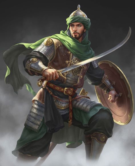 ArtStation - Warrior, wei yi Zeng Aladdin Guards, Arab Scarf, Persian Warrior, الفن الرقمي, Heroic Fantasy, History Facts Interesting, Fantasy Male, Fantasy Armor, Interesting History