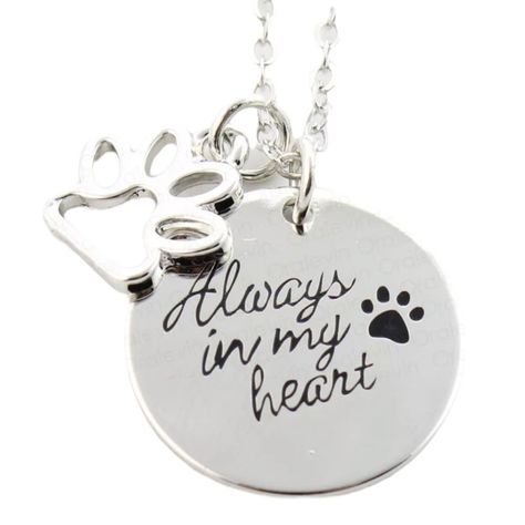 Dog Always In My Heart Paw Print Silver Plated Charm Necklace Nwt Is Brand New With Tags In Packaging Two Charms - Dog Paw Print & Always In My Heart Stamped Charms Chain Length Is Approximately 18” Please See Photos For Sizes Of Independent Charms Silver Plated Copper Alloy To Preserve Your Jewelry Please Note The Following Best Ways To Care For It - Avoid Tugging Or Pulling On It Do Not Spray Your Necklace With Perfume, Sunscreen Or Anything Else Containing Chemicals Do Not Wear It In The Show Heart Paw Print, Celebrity Necklace, Pet Memorial Stones, Always In My Heart, Puka Shell Necklace, Stamped Necklaces, Engraved Pendant, Heart Stamp, Hand Stamped Necklace