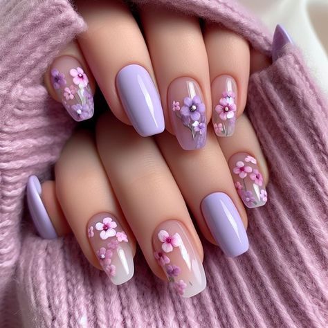 Purple Pink Nails Designs, Paris Nail Art, Md Nails, Pink Purple Nails, Lilac Nails Design, Purple And Pink Nails, Pink Wedding Nails, Quick Nail Art, Pink Glitter Nails