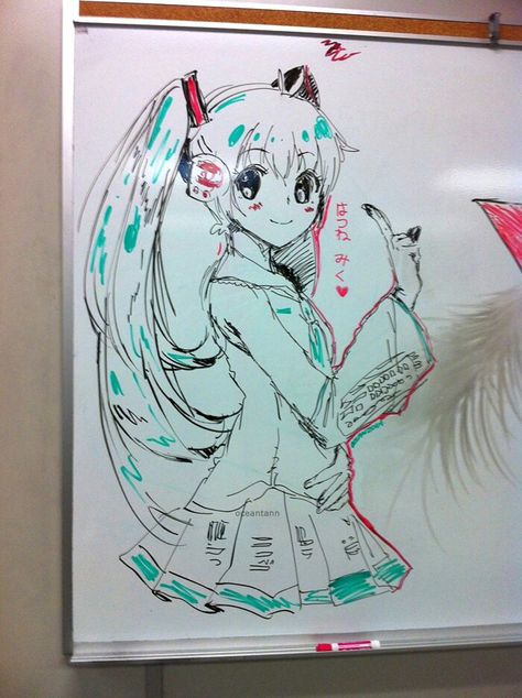 Whiteboard Miku White Board Drawings, Whiteboard Art, Everyone Leaves, Art Examples, Arte Grunge, Swag Art, Cute Art Styles, Art Tutorials Drawing, Sketchbook Art Inspiration