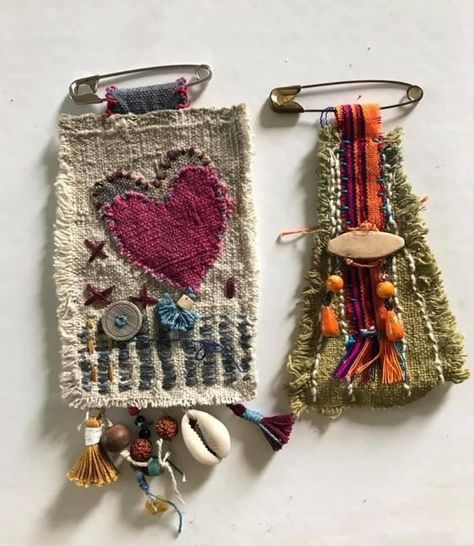 This and That Friday! It’s Fiber Jewelry, Mostly! | Designs by Heidi Kantha Cloth, Artist Trading Card, Fiber Art Jewelry, Textile Art Embroidery, Fabric Brooch, Fiber Jewelry, Textile Jewelry, Fabric Projects, Embroidery Inspiration