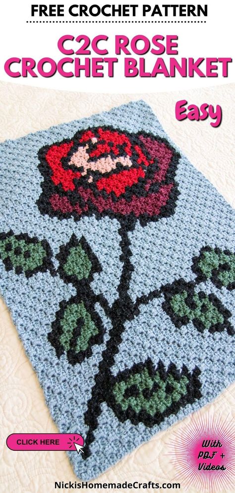 Rose Crochet Blanket, Crochet Blanket Borders, Crochet Blanket Animals, Colorful Crochet Blanket, Corner To Corner Crochet Blanket, Blanket Borders, Corner To Corner Crochet Pattern, Crochet Blanket Border, Crochet C2c Pattern