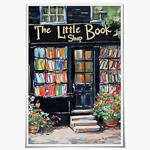 CCMXMKO Bookstore Painting Art Print The Little Book Shop Book Lovers Aesthetic Library Wall Art Home Decor Canvas Poster Bedroom living room Home Wall Decor Aesthetics Poster 12x16inch Unframed Wall Art For Book Lovers, Book Paintings On Canvas, Reading Book Painting, Bookstore Painting, Book Lovers Aesthetic, Library Wall Art, Aesthetic Library, Retro Bathroom Decor, Lovers Aesthetic