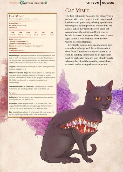 Dnd Pets, Dnd Animals, Dnd Stat Blocks, Dnd Campaign Ideas, Dnd Enemies, Homebrew Monsters, Dnd Druid, Dnd Stats, Dnd Dm