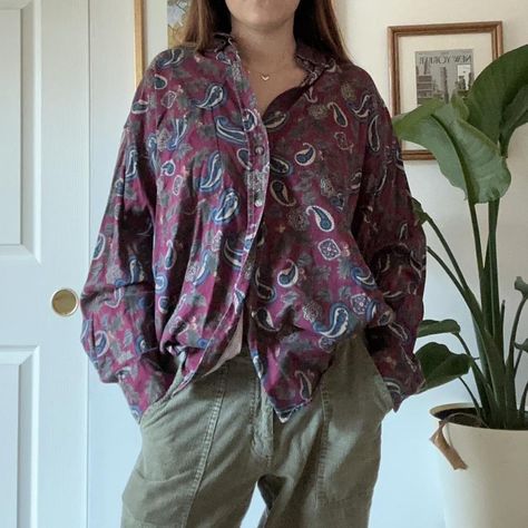 vintage paisley button down shirt with a purple and... - Depop Vintage Paisley, Blue Colour Palette, Blue Colour, Colour Palette, Autumn Winter Fashion, Blue And Purple, Button Downs, Winter Fashion, Paisley