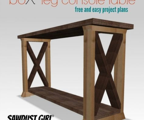 boX leg console table - free and easy project plans from https://sawdustgirl.com. Diy Console Table Plans, Console Table Plans, Diy Desk Plans, Sawdust Girl, Diy Console, Diy Console Table, Wood Table Diy, Farmhouse Console Table, Wood Crafting Tools