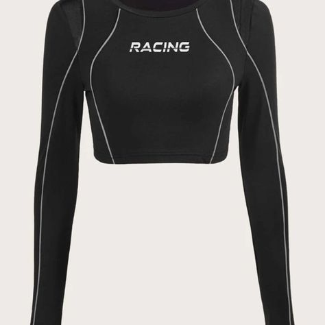 cropped preto, manga longa, shein racing Shein Icon, Dinner Outfits, Women T Shirts, Fashion Lookbook, 로고 디자인, Dream Clothes, Crop Tee, Gotham, Fashion Online Shop