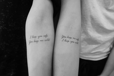 Wild And Safe Tattoo, You Keep My Wild You Keep Me Safe Tattoo, Keep Her Wild Tattoo, You Keep Me Safe Ill Keep You Wild Tatto, You Keep Me Safe I’ll Keep You Wild, Keep Me Safe, Fine Line Tattoos, Fine Line, Line Tattoos