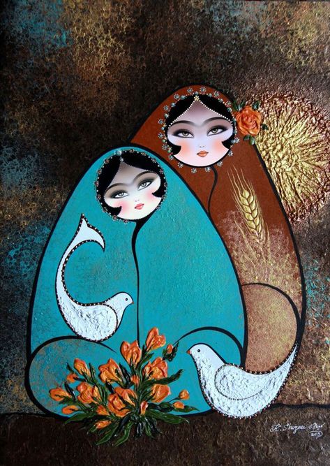 Persian Calligraphy Art, Persian Art Painting, Arabian Art, Persian Art, Iranian Art, Girly Drawings, Calligraphy Painting, Arte Fantasy, Girly Art