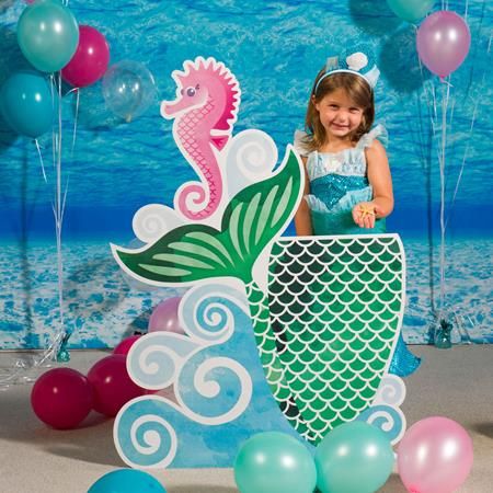 Pink Seahorse, Mermaid Birthday Party Decorations, Mermaid Theme Birthday Party, Ariel Birthday, Mermaid Waves, Photo Stand, Mermaid Party Decorations, Mermaid Theme Party, Photos Booth