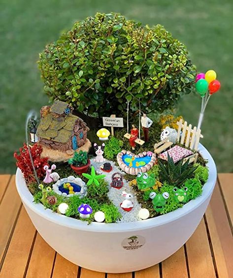 Dollhouse Patio, Garden Dollhouse, Fairy Garden Gnomes, Miniature Ornaments, Fairy Garden Kit, Plant Terrarium, Backyard Lawn, Miniature Fairy Garden, Fairy Garden Supplies